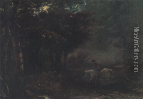 Cavalier Au Clair De Lune Oil Painting - Paul Huet