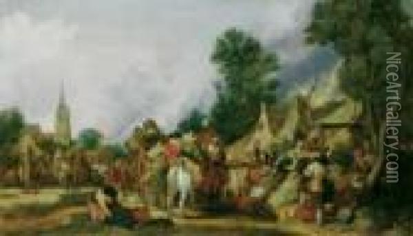 Soldaten In Einem Dorf Oil Painting - Pieter De Molijn