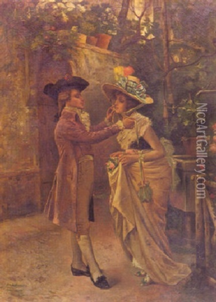 A Lady And Her Gentleman Oil Painting - Aristide-Onesime Croisy
