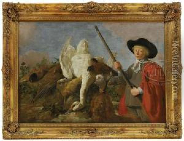 The Younger Hunter With Dog And His Game Oil Painting - Jan Weenix