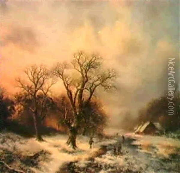 Winterlandschaft Oil Painting - Barend Cornelis Koekkoek