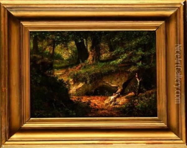 Buse Et Lapin En Sous Bois Oil Painting - Charles Felix Edouard Deshayes