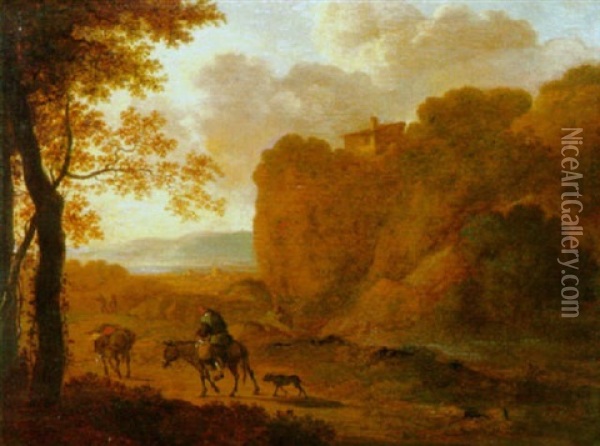 Landschaft Mit Reiter Oil Painting - Jan Dirksz. Both