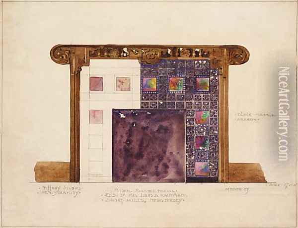 Design for Mosaic Mantel Facing in residence of Mrs. Louis G. Kaufman, Short Hills, New Jersey Oil Painting - Louis Comfort Tiffany