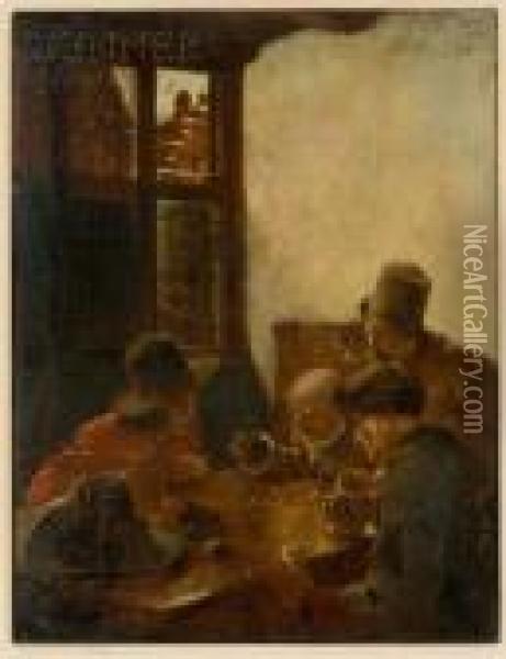At The Gaming Table Oil Painting - Claus Meyer