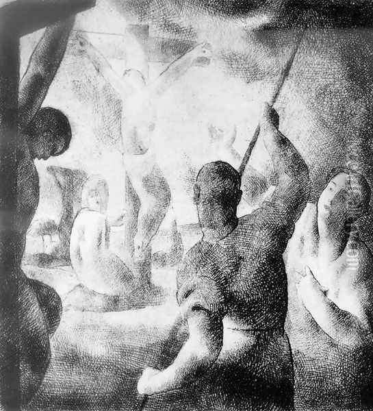 Christ on the Cross 1922 Oil Painting - Karoly Patko