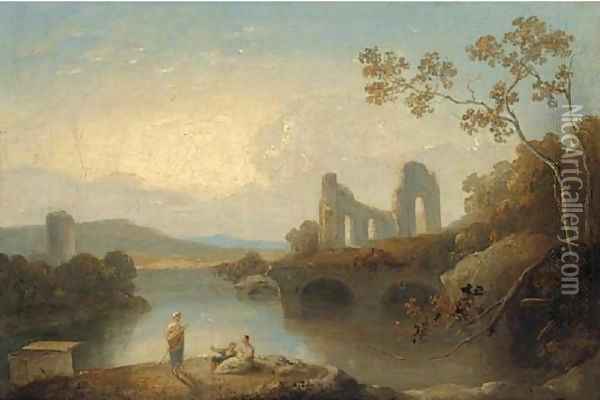 Figures in an Arcadian landscape 2 Oil Painting - Richard Wilson