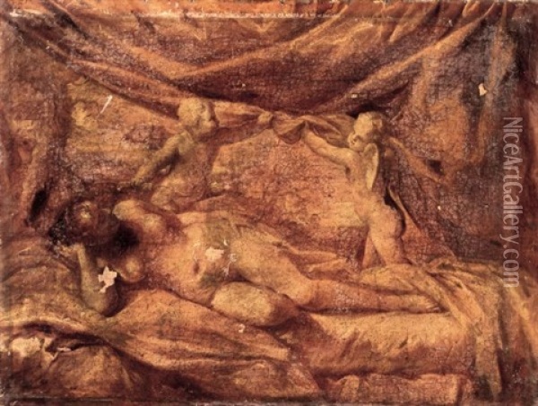 Venus Allongee Sur Fond De Paysage Oil Painting - Lorenzo Pasinelli