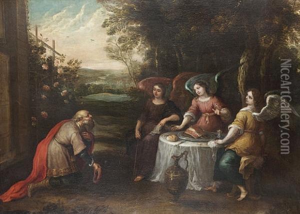 Abraham And The Three Angels Oil Painting - Frans II Francken