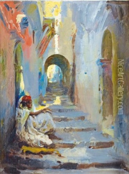 Escalier Dans La Medina Oil Painting - Jose Navarro Llorens
