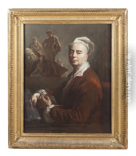 Autoportrait En Tenue D'atelier Oil Painting - Nicolas de Largilliere