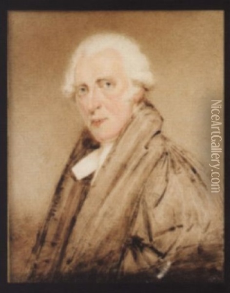 An Unfinished Portrait Of The Rev. William Sandford, Father-in-law Of Dean Pakenham, Wearing Bands And Robes Oil Painting - John Comerford