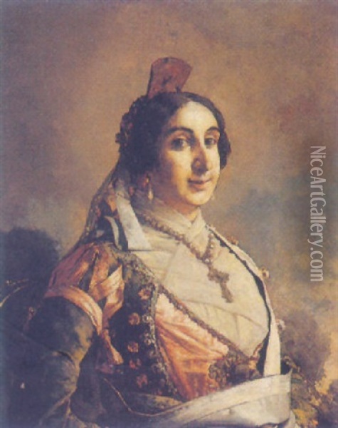 Agustina De Aragon Oil Painting - Angel (Monedero) Lizcano y Esteban