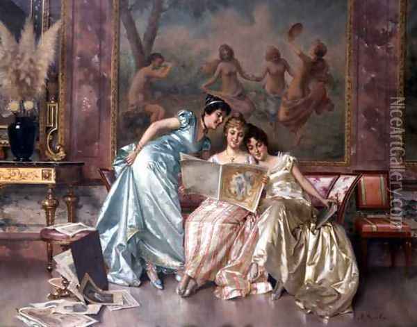 Elegant Connoisseurs Oil Painting - A. Secola