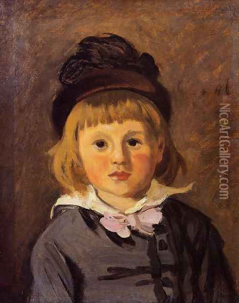 Portrait Of Jean Monet Wearing A Hat With A Pompom Oil Painting - Claude Oscar Monet