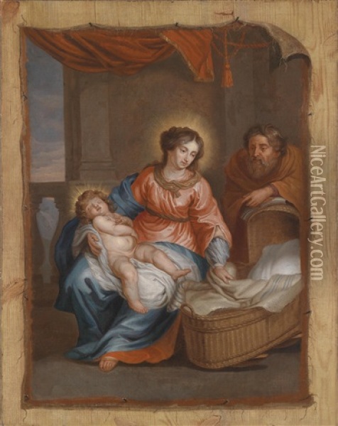Ein Trompe-l'oeil Mit Der Heiligen Familie Oil Painting - Balthasar Beschey