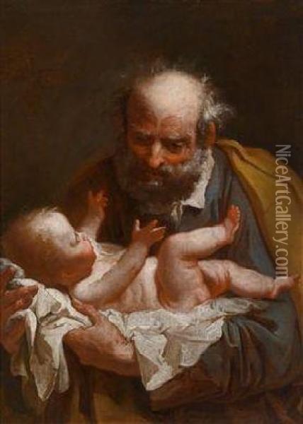 Der Heilige Josef Mit Dem Jesusknaben Oil Painting - Ubaldo Gandolfi