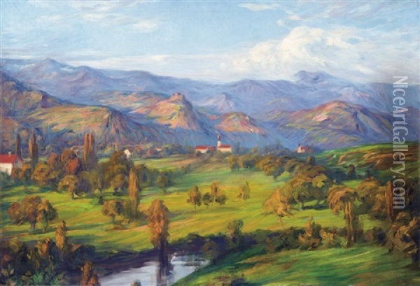 Landscape With Brooklet (maramaros) Oil Painting - Valer Ferenczy