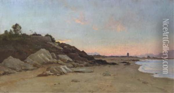 A Stretch Of Coastline At Dusk Oil Painting - Marie Joseph Leon Clavel Iwill
