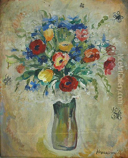 Kwiaty W Wazonie Oil Painting - Nina Aleksandrowicz