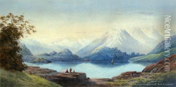 Lake Waikaremoana Oil Painting - John Barr Clarke Hoyte