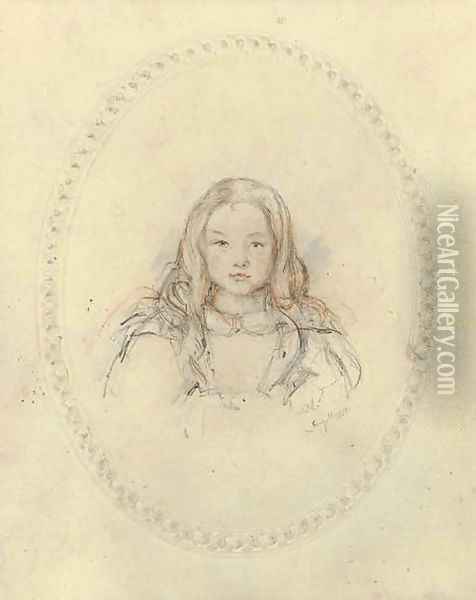 Sketch of a young girl Oil Painting - John Frederick Lewis