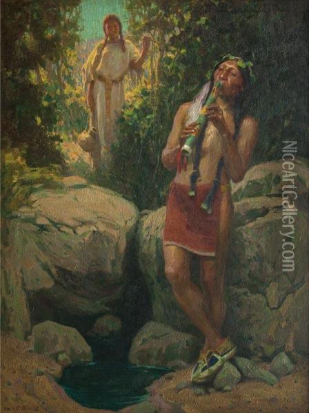 The Call Of The Flute Oil Painting - Eanger Irving Couse