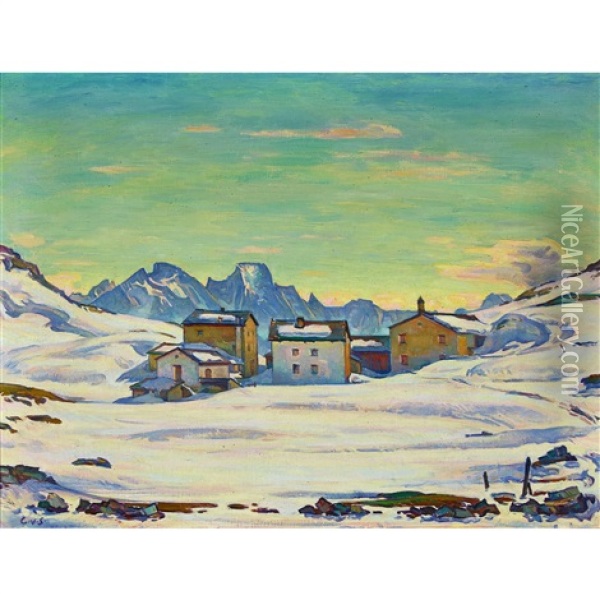 Engadiner Winterlandschaft Mit Alp Blaunca Und Bondasca-gruppe Oil Painting - Carl Albert Von Salis-Soglio