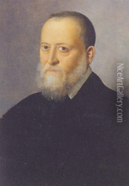 Portrait Of A Gentleman In A Black Costume Oil Painting - Jan Stephan von (Calcker) Calcar