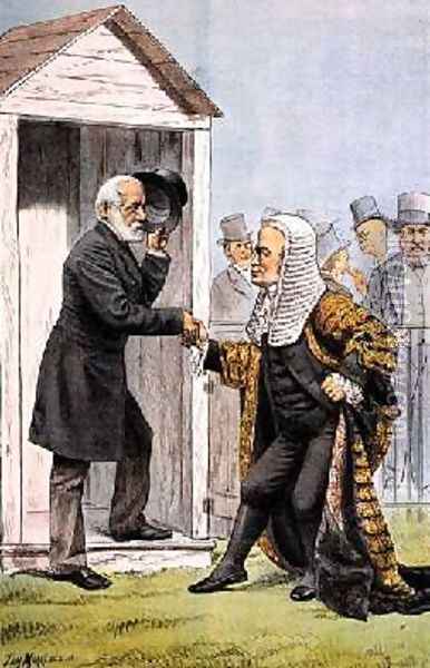 Goodbye to Judge Clark from St Stephens Review Presentation Cartoon 8 Dec 1888 Oil Painting - Tom Merry