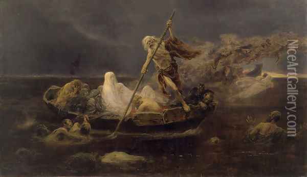 La Barca de Caronte (The Barque of Charon) Oil Painting - Jose Benlliure Y Gil