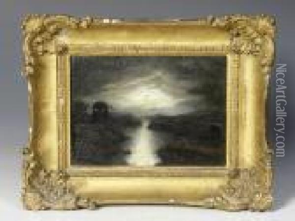 Moonlight Onthe Veules River Oil Painting - John Crome