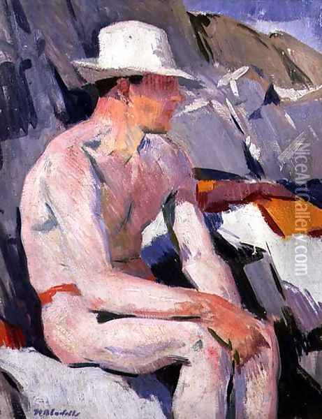 Bather in a White Hat Oil Painting - Francis Campbell Boileau Cadell