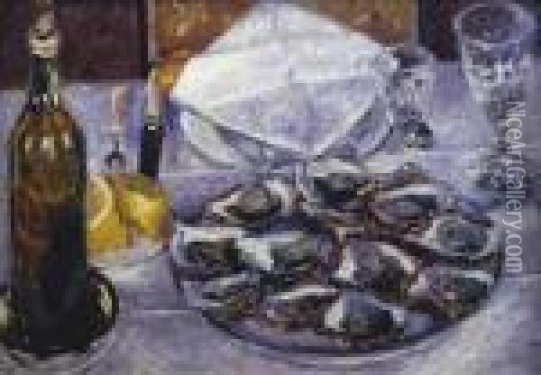 Nature Morte Aux Huitres Oil Painting - Gustave Caillebotte