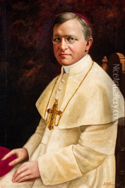 Portrait Of A Catholic Bishop Oil Painting - Joseph Malachy Kavanagh