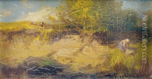 Ernte In Sommerlicher Landschaft Oil Painting - Roman Kochanowski