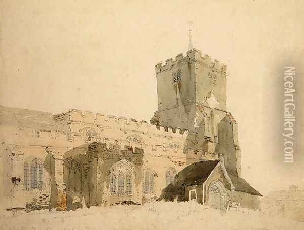 Writtle Church Essex Oil Painting - Thomas Girtin