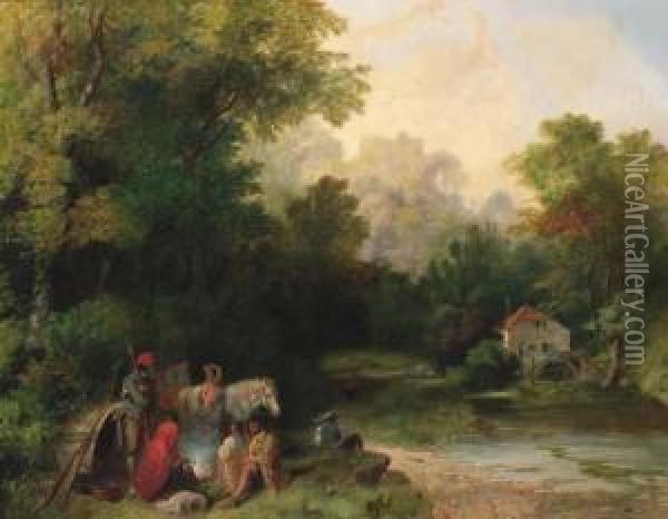 A Gypsy Encampment Oil Painting - Samuel John Egbert Jones