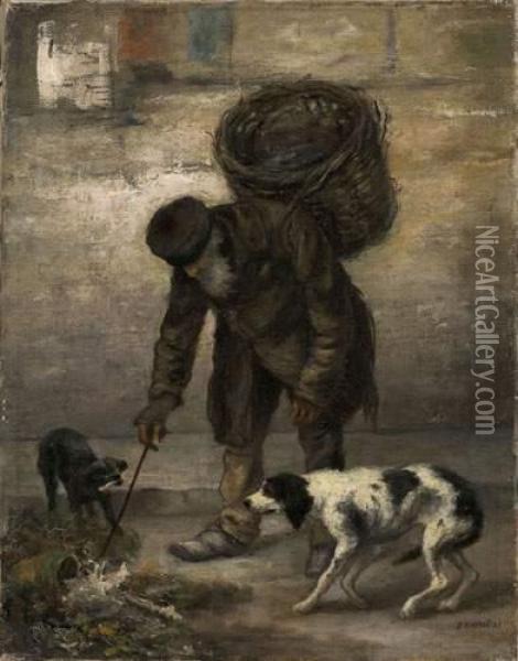 Chiffonnier Et Chien, 1878-1880 Oil Painting - Jean-Francois Raffaelli
