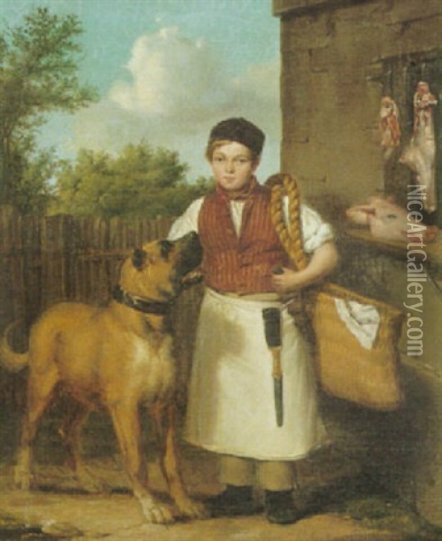 Metzgerbub Mit Dogge Oil Painting - Eugen Hummel