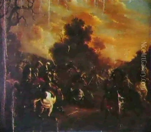 A Cavalry Battle Oil Painting - Pieter Jacobsz. van Laer