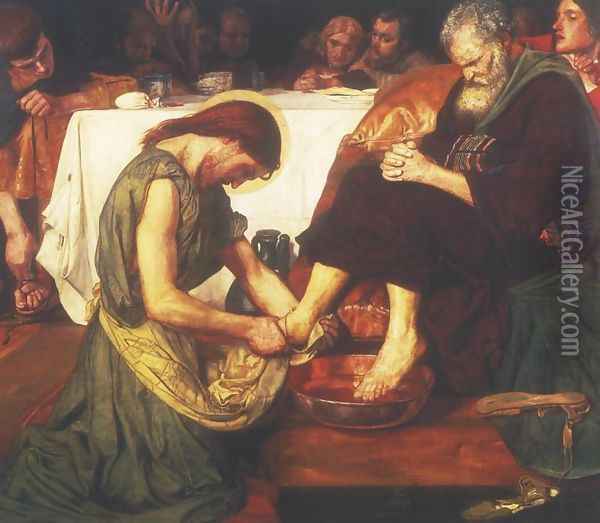 Jesus washing Peter's feet at the Last Supper Oil Painting - Ford Madox Brown