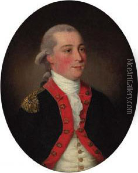 Portrait Of An Officer, Half-length, In The Uniform Of The Madrasartillery Oil Painting - Thomas Hickey