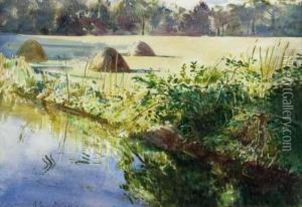 Haystacks Oil Painting - Robert Ponsonby Staples