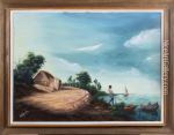 Island Shore Scene Oil Painting - William Louis Sonntag