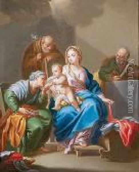 Sagrada Familia Con San Joaquin Y Santa Ana Oil Painting - Sebastiano Conca