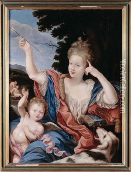 Ritratto Di Dama In Veste Di Diana Oil Painting - Pierre Mignard the Elder