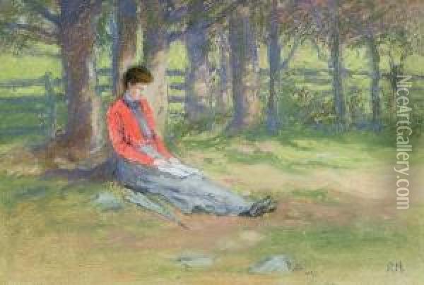 Bessie Harris Resting On Martal Farm. Oil Painting - Robert Harris