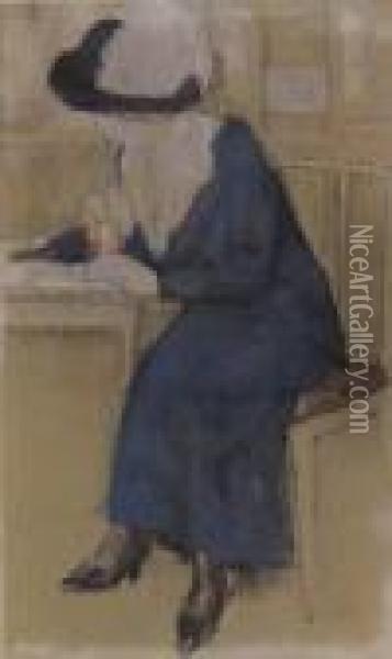 Lady In A Cafe Oil Painting - Leo Gestel