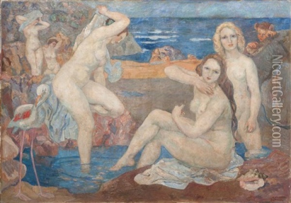 Baigneuses Oil Painting - Tancrede Synave